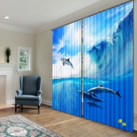 Комплект светонепроницаемых штор "Дельфины" - «globural.ru» - Можайск