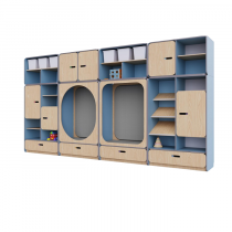 Детская стенка с местом для хранения и зонами отдыха из коллекции «НЕГА» (цвет голубой) - «globural.ru» - Можайск